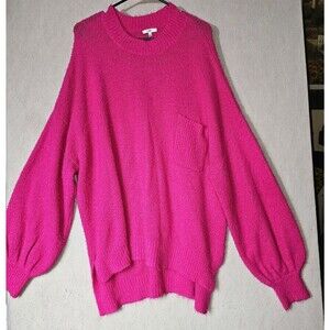 Jodifyl Hot Pink Oversized Fuzzy Sweater Size L-2XL Stretchy Knit Cute And Chic